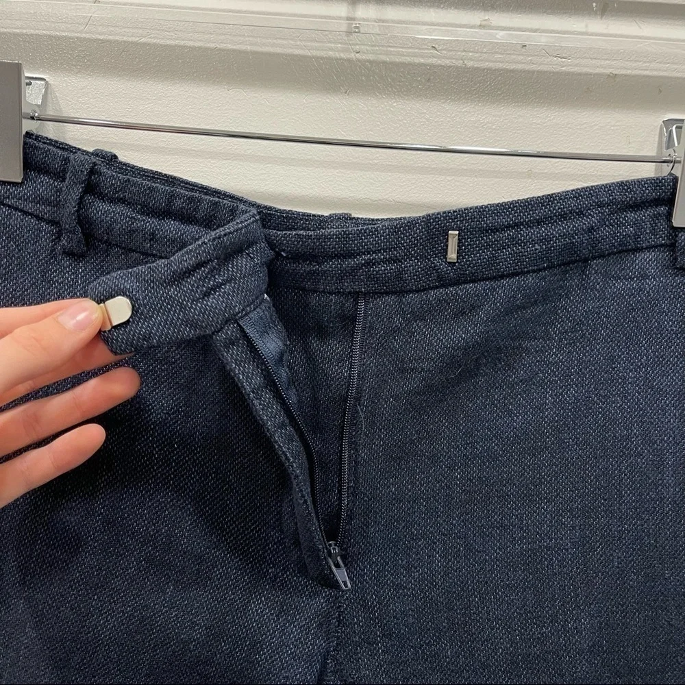 Zara Basic Lightweight Textured Ankle Linen Cotton Pant Trouser Size 6 Casual